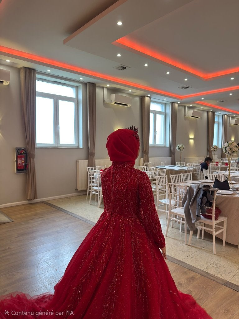 Robe de henna, Rouge, Autre, Enlèvement ou Envoi, Robe de mariée