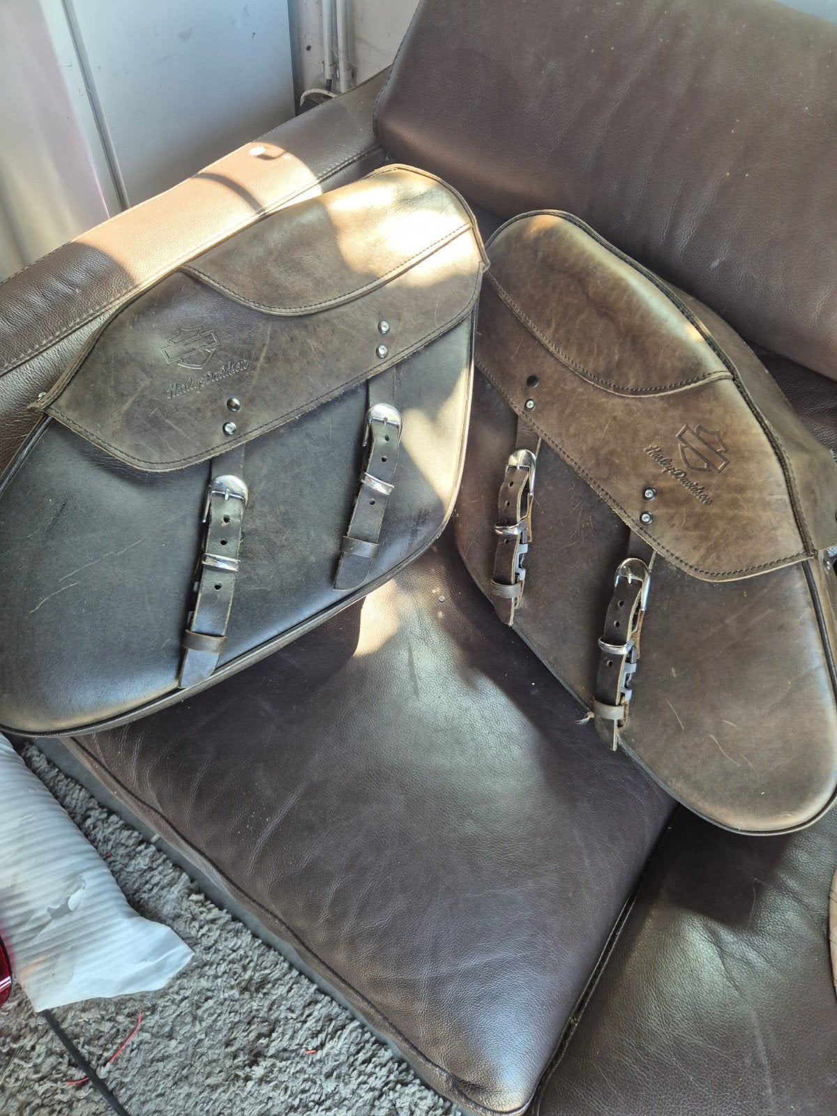 Set lederen Harley Davidson tassen, Motoren, Ophalen