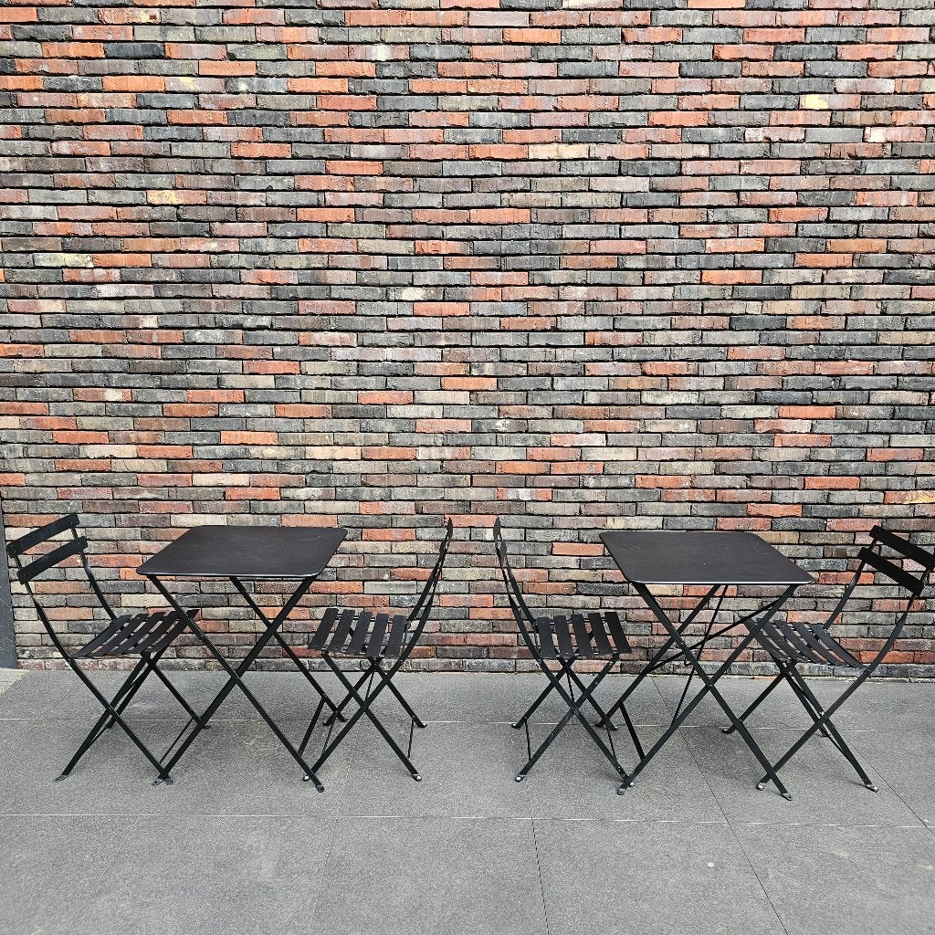FERMOB bistro/tuinmeubels: 8 plooistoelen + 2 plooitafels //, Tuin en Terras, Tuinstoelen, Gebruikt, Metaal, Inklapbaar, Ophalen