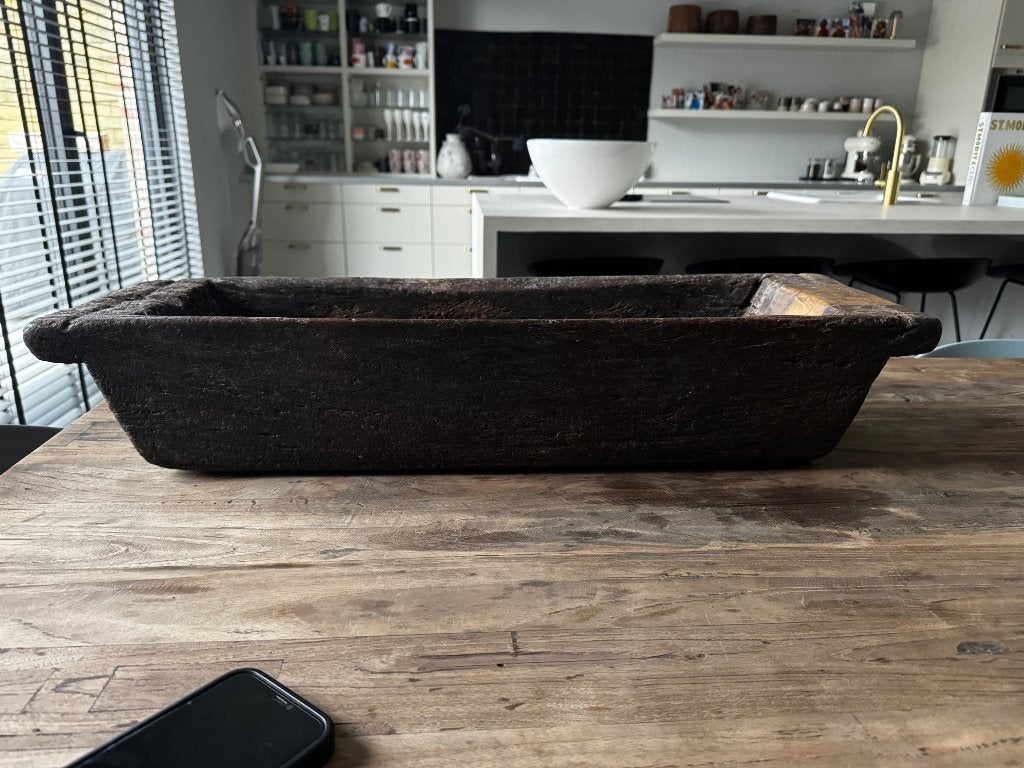 Zware, grote houten trog in Hoffz-style, Ophalen, Gebruikt, Overige typen, Met handvatten
