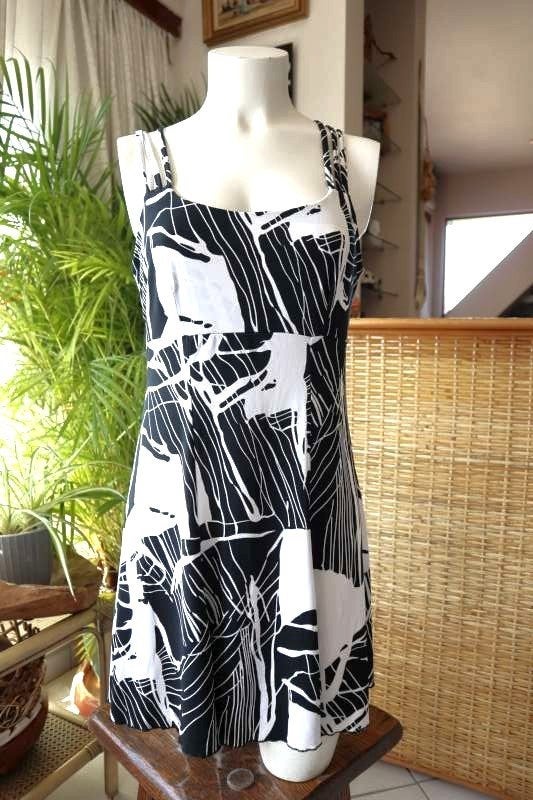 praktisch prachtig zwart wit ideale jurk, Taille 42/44 (L), Comme neuf, Blanc, Sous le genou