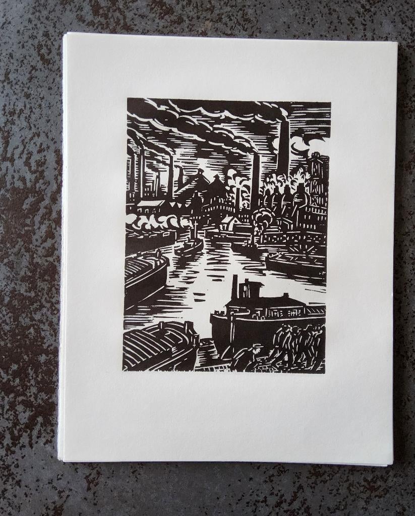 Houtsnede Luik De Maas door Frans Masereel, Antiek en Kunst, 1950 - 1999, Ophalen of Verzenden, Gesigneerd, Landschap