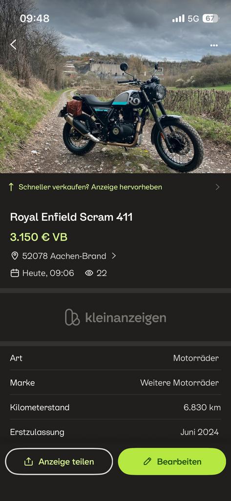 Royal ENFIELD Scram 411, Autres marques, 5 vitesses, 411 cm³, Comme neuf