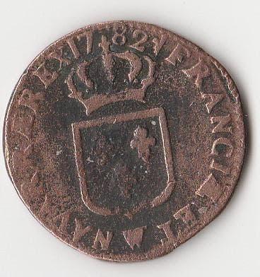 1 Liard - Lodewijk XVI Frankrijk 1782, Postzegels en Munten, Ophalen, Frankrijk, Losse munt