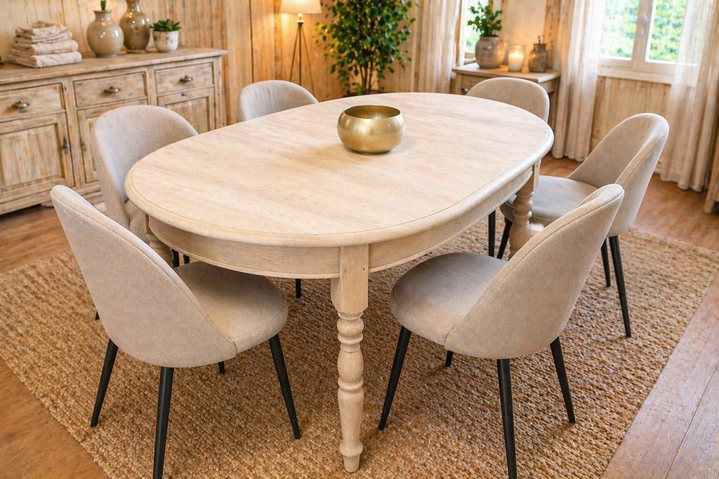 TABLE DE SALLE À MANGER AÉROGOMMÉE, Maison & Meubles, Enlèvement, Comme neuf, Chêne