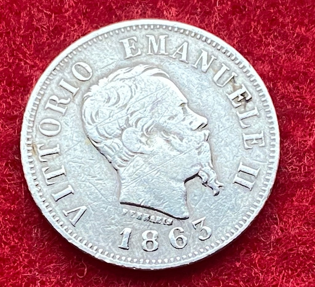 Italiaanse munt 50 Centesimi Vittorio Emanuele II 1863 M BN, Ophalen of Verzenden