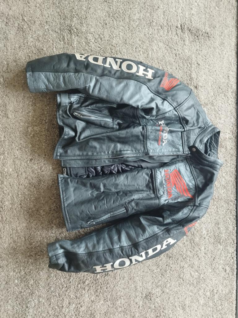 Blouson / Veste de moto HONDA en cuir véritable - Taille XL, Enlèvement ou Envoi, Seconde main, Hommes, Vêtements de motocross