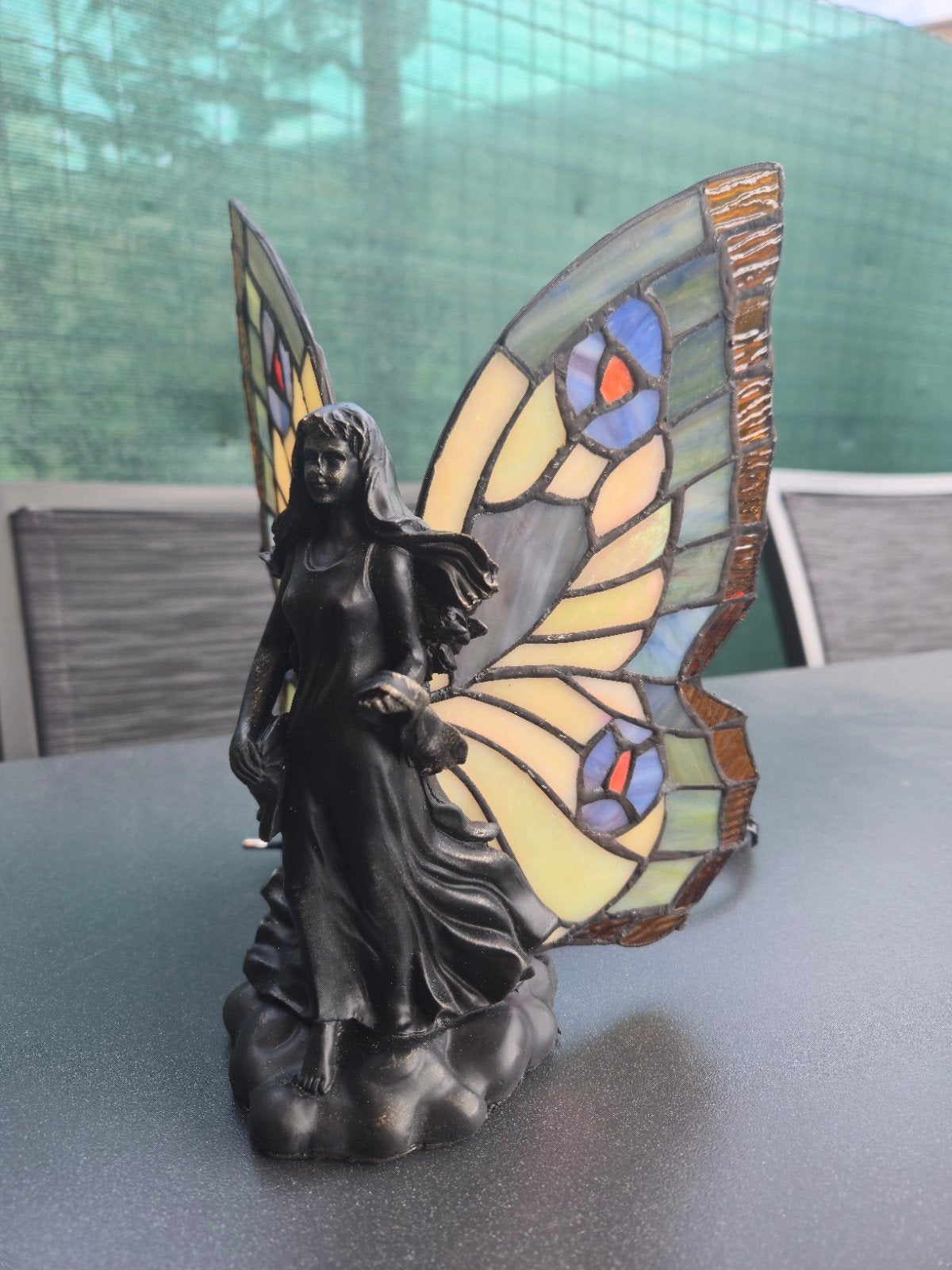 glas in lood tiffany styl lady butterfly lamp, Antiek en Kunst, Ophalen