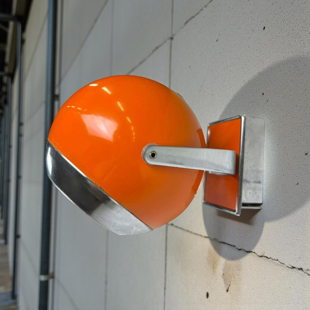 Lampe murale et spot vintage Space Age, orange/chrome, Envoi, Utilisé