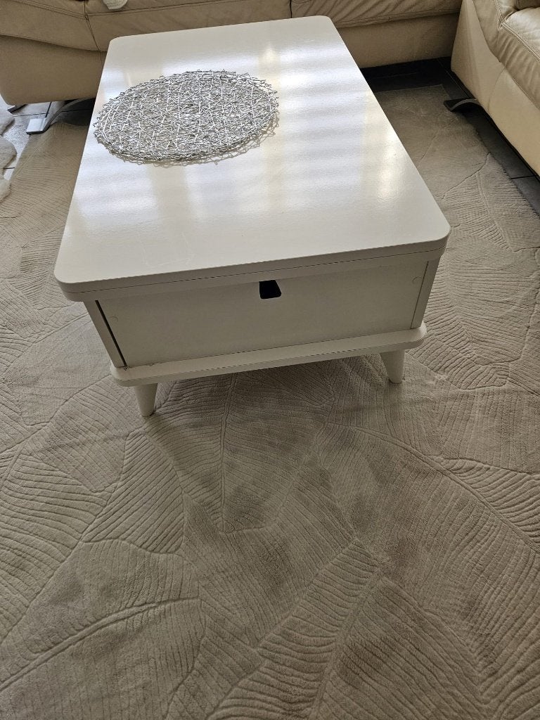 table basse blanche relevable avec rangement, Ophalen, Gebruikt, Rechthoekig