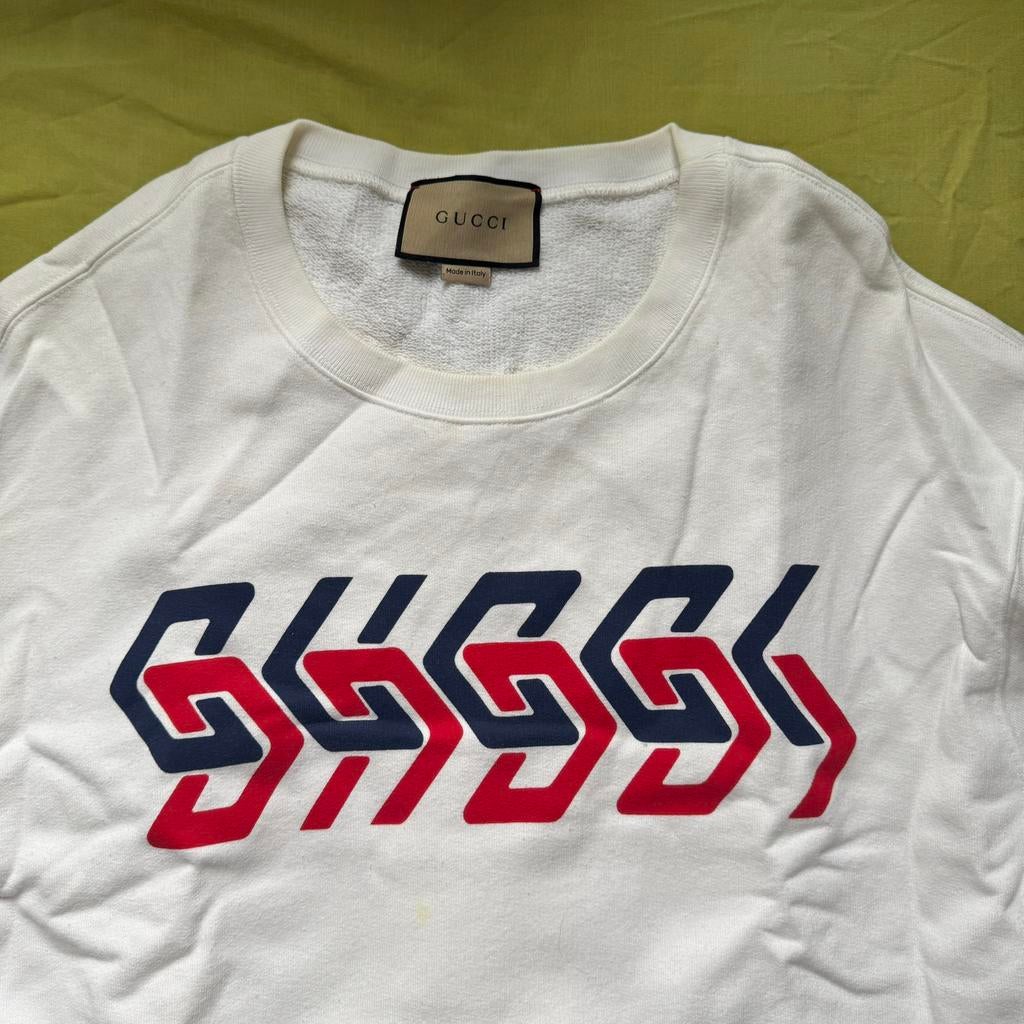 Gucci Mirror Logo Print trui, Ophalen of Verzenden, Zo goed als nieuw, Maat 52/54 (L), Wit
