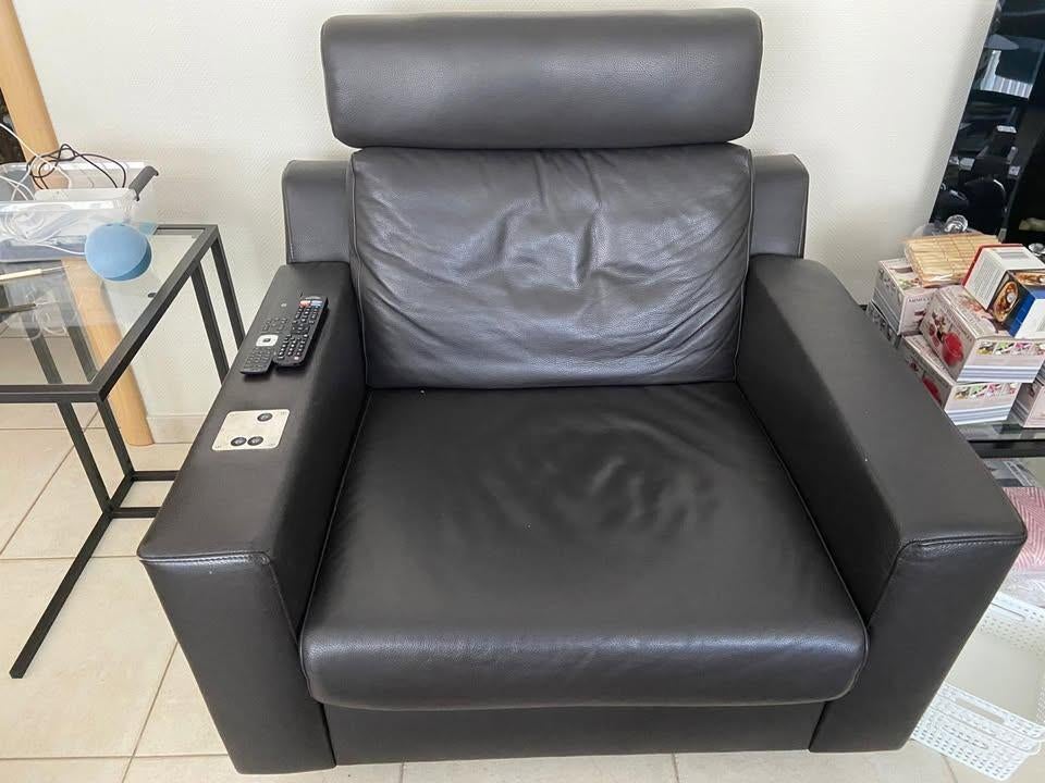 ️ 2 Lederen zetel + relaxzetel ️, Ophalen, Gebruikt, Tweepersoons, Leer