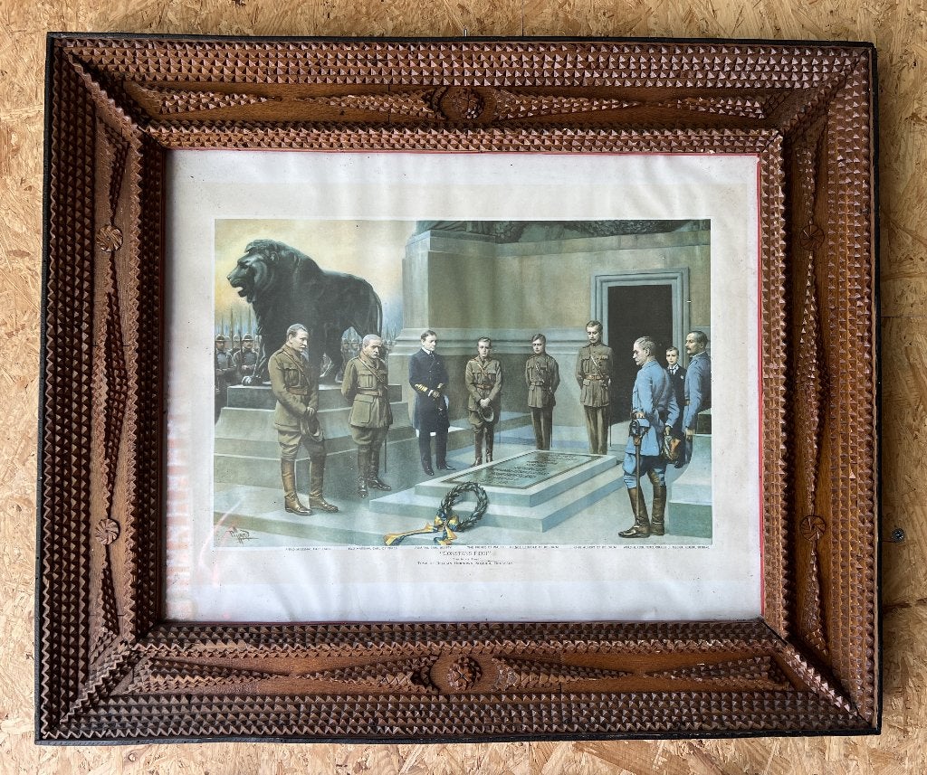 Tramp Art - Graf onbekende soldaat - Brussel  - WO1 - kader, Antiek en Kunst, Ophalen of Verzenden