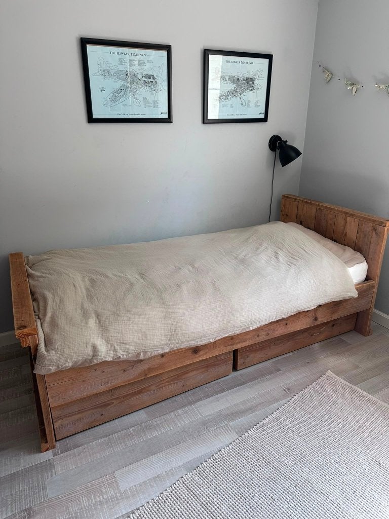 Slaapkamer in steigerhout, Huis en Inrichting, Slaapkamer | Complete slaapkamers, Ophalen, Gebruikt, Eenpersoons, Steigerhout