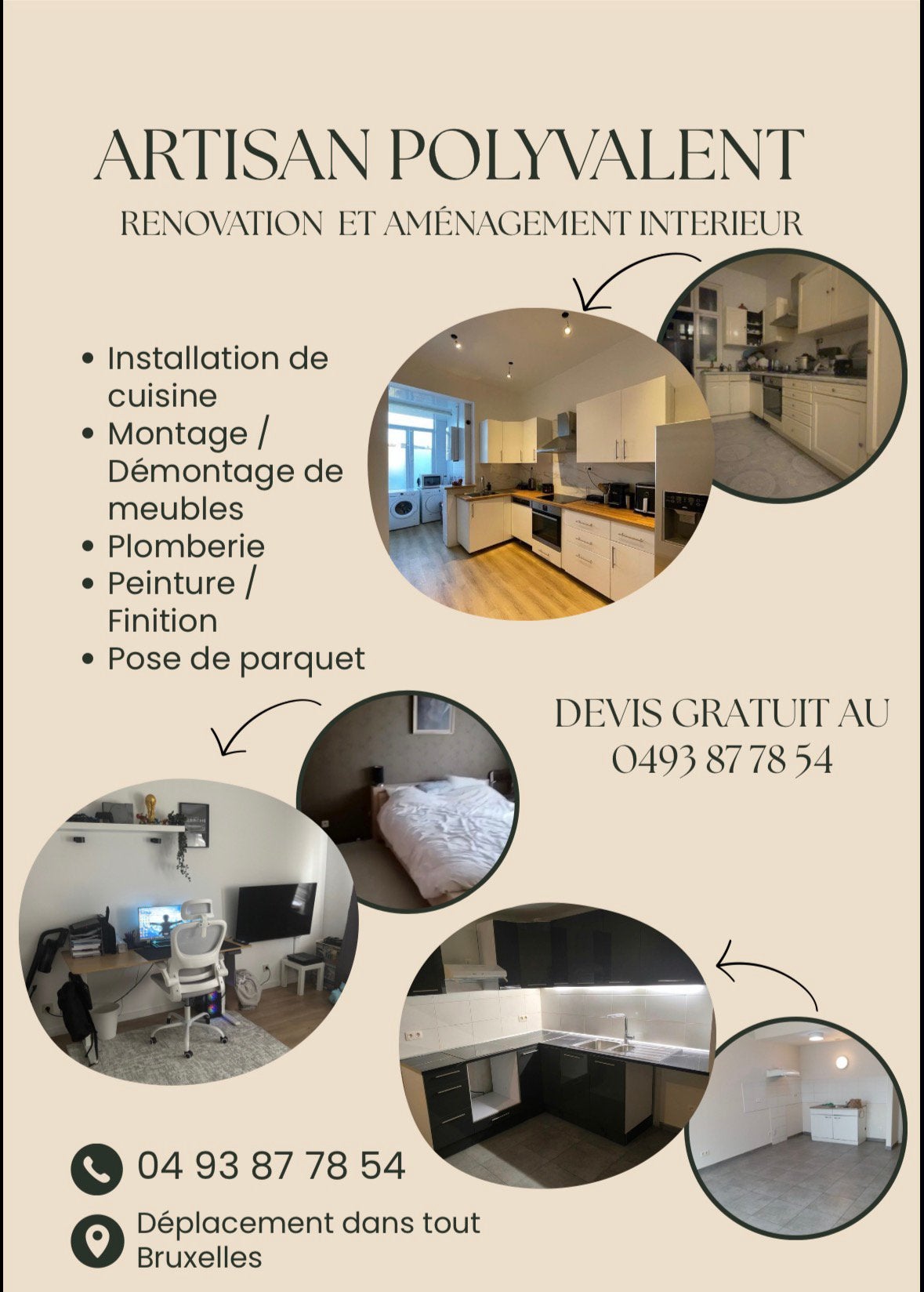 Homme a tout faire / Artisan polyvalent / Montage de cuisine, Enlèvement ou Envoi