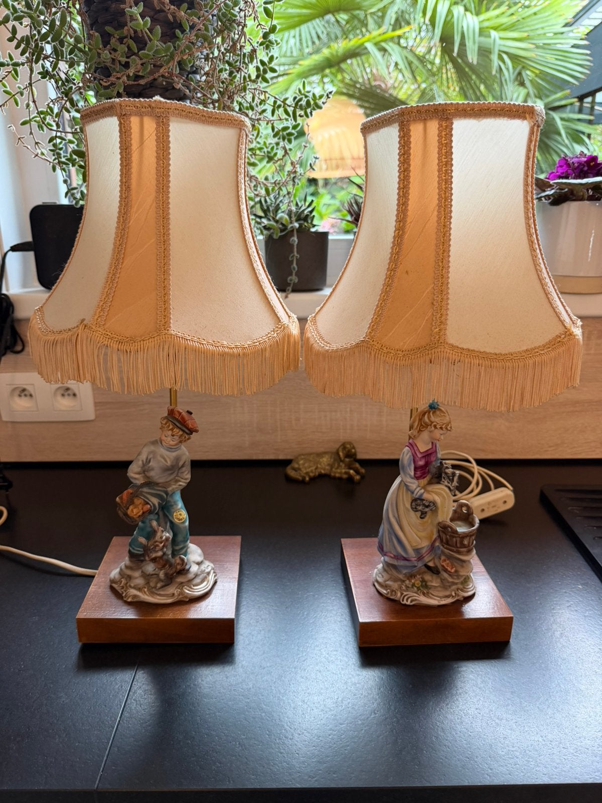Vintage Italiaanse porseleinen lampen set, Ophalen