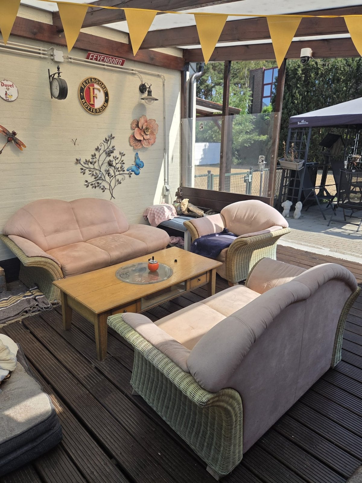 Salontafel en 3 zetels, Tuin en Terras, Ophalen, Gebruikt