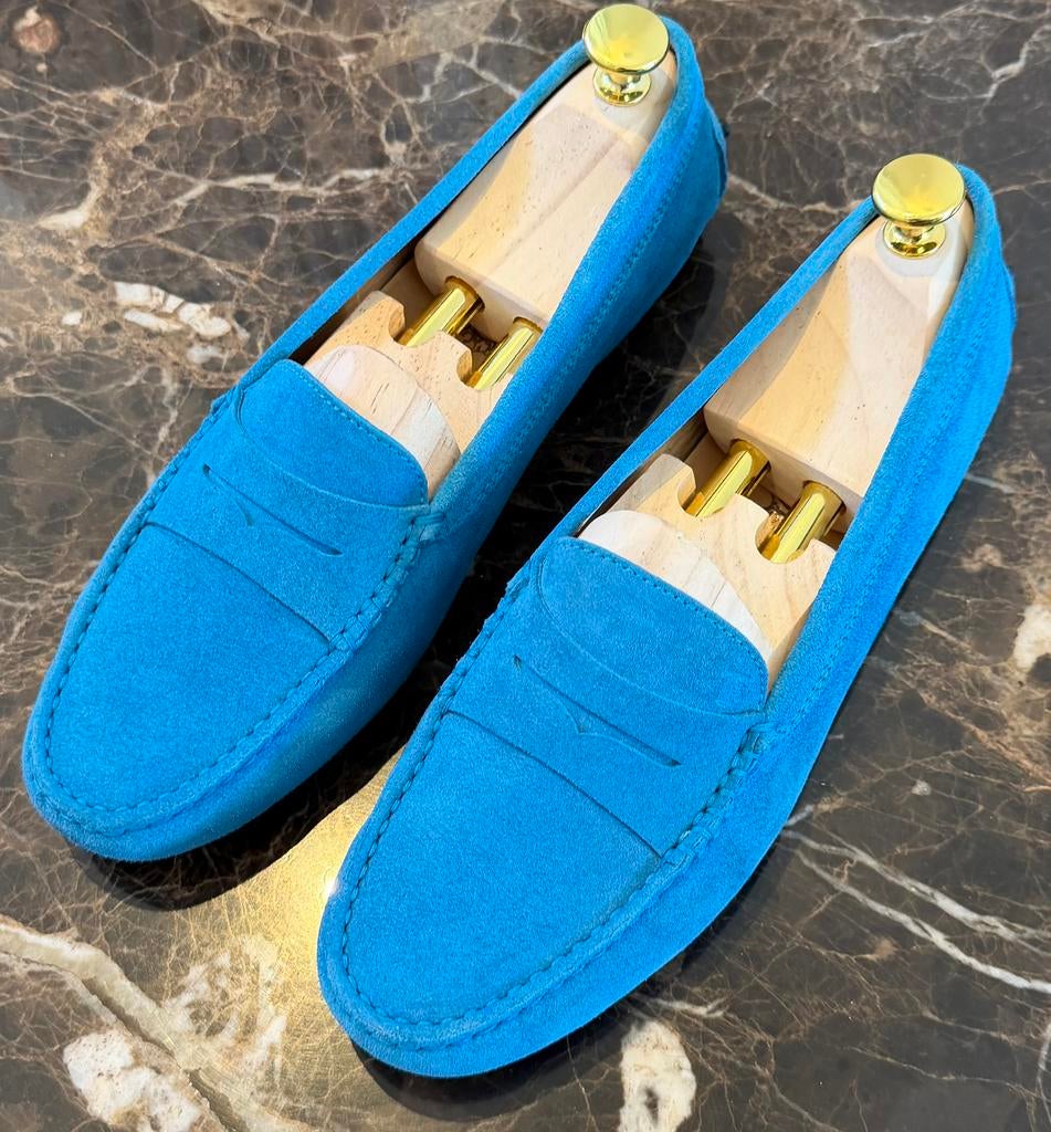 Tod's Gommino Loafers Driving Shoes Azuurblauw Suède maat 39, Blauw, Instappers, Ophalen of Verzenden, Zo goed als nieuw