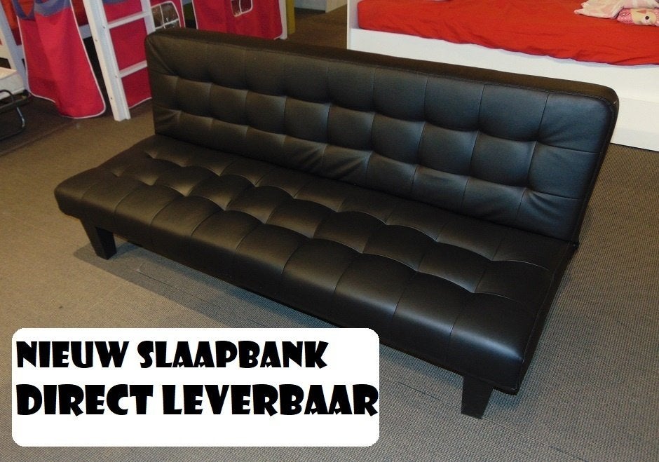 TBI. Slaapbanken nieuw in zwart lederlook 180cm +Levering, 125 cm ou plus, Enlèvement ou Envoi, Cuir, Neuf