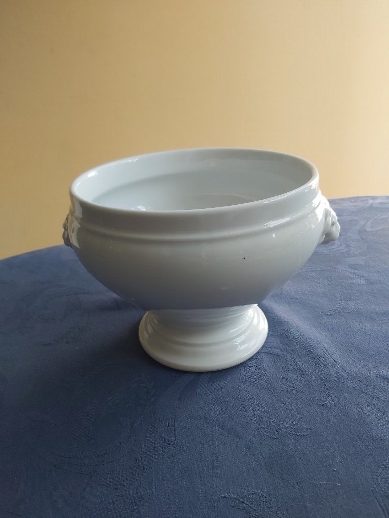 Vintage soepkom met leeuwenkoppen/Geen verzending, Ophalen, Gebruikt