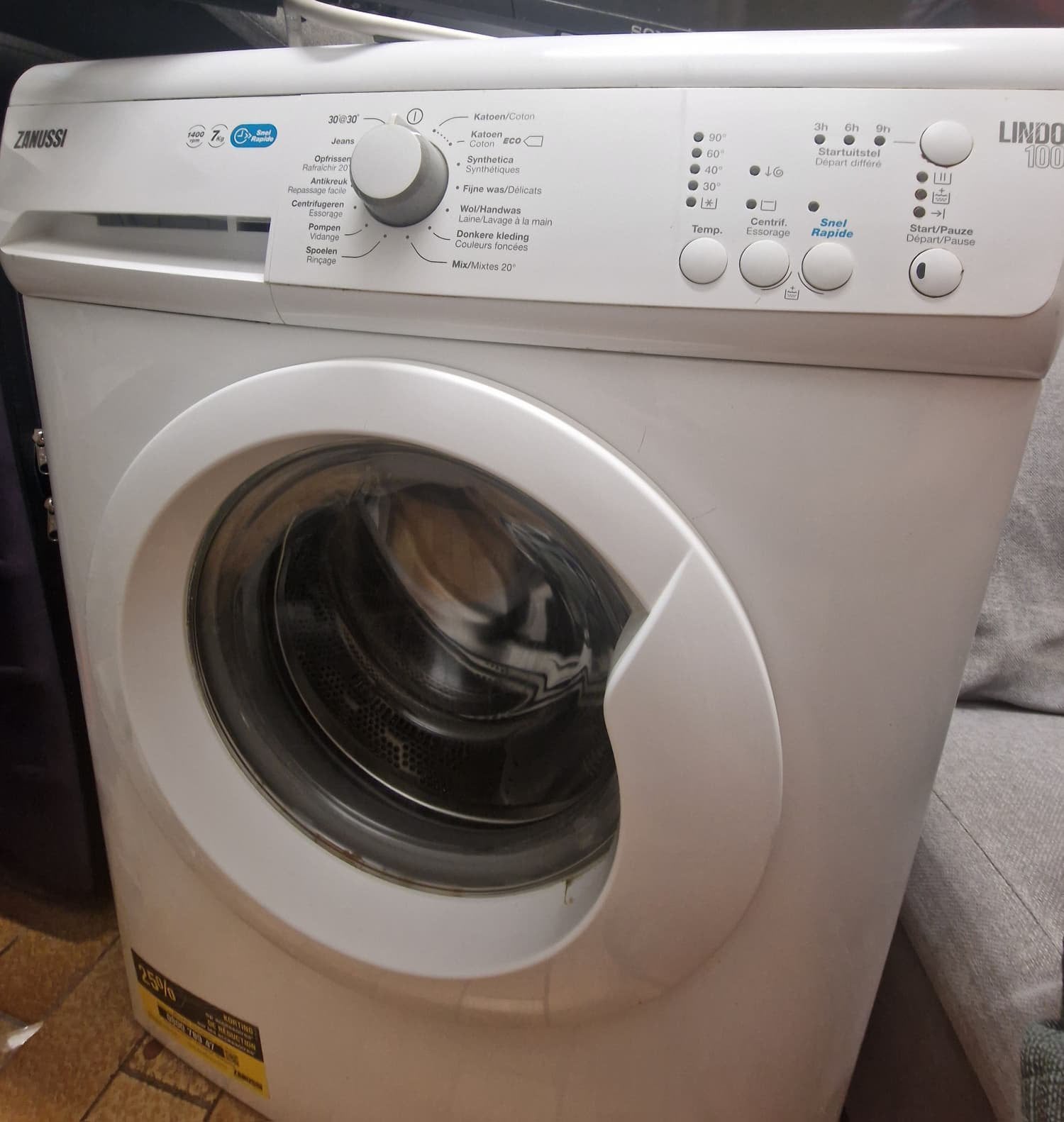 Zanussi Lindo 100 Wasmachine – 7 kg – 1400 rpm, Elektronische apparatuur, Wasmachines, Ophalen, Zo goed als nieuw