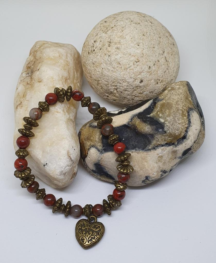 Handgemaakte armband met natuurstenen,nieuw, Handtassen en Accessoires, Armbanden, Ophalen of Verzenden, Elastiek
