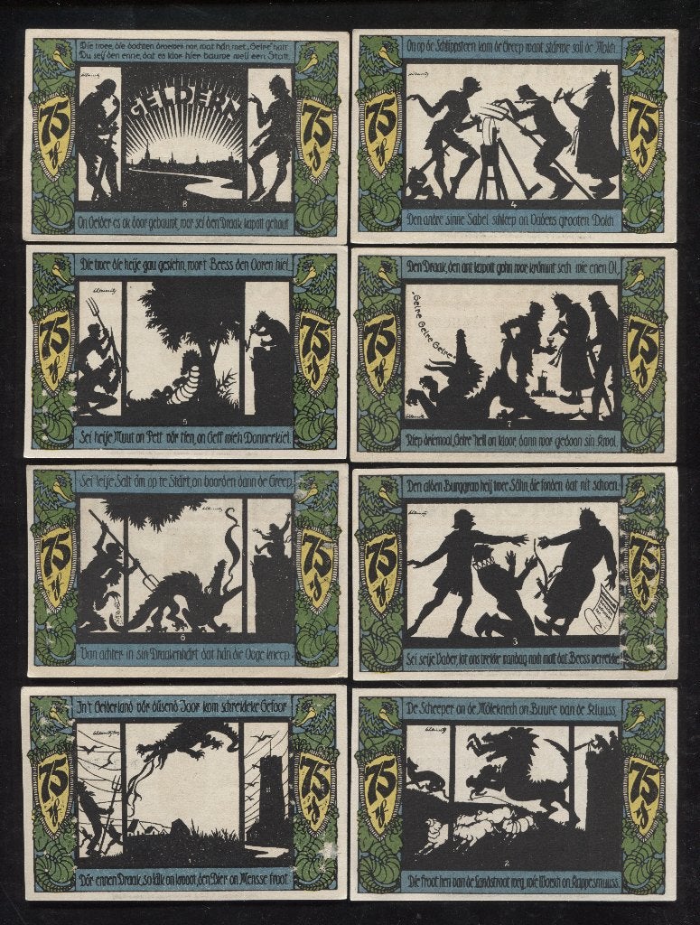 Set van 8 biljetten: Notgeld der stad Geldern 1921, Postzegels en Munten, Verzenden, Duitsland, Setje