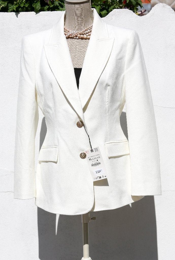 Nieuwe witte blazer van Zara - Maat XL, Maat 42/44 (L), Nieuw, Ophalen of Verzenden, Wit