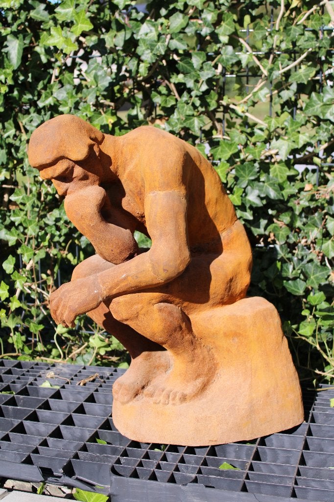 statue du penseur de RODIN en fonte rouillé , XXL  ., Enlèvement, Neuf, Métal, Homme