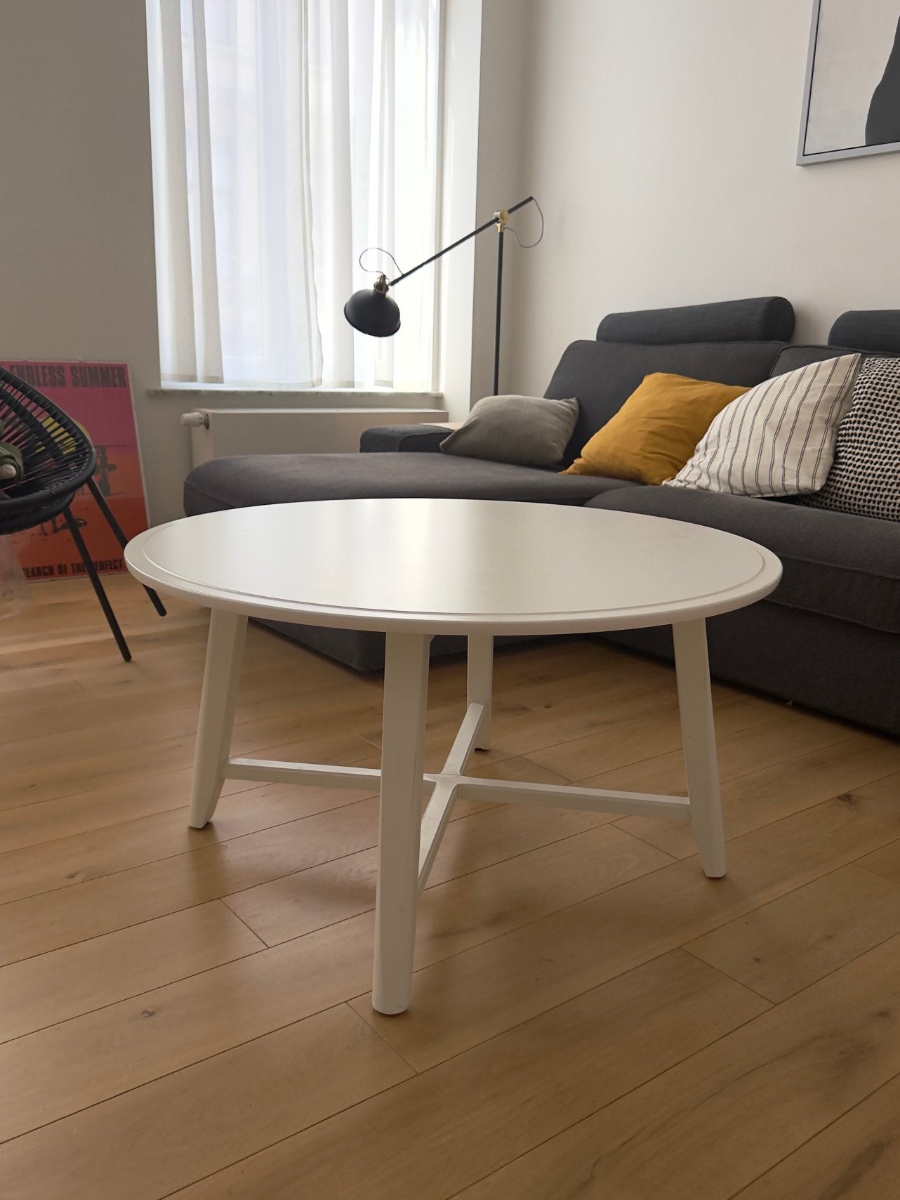 Table basse IKEA KRAGSTA blanche 90 cm, Enlèvement, Comme neuf, Rond