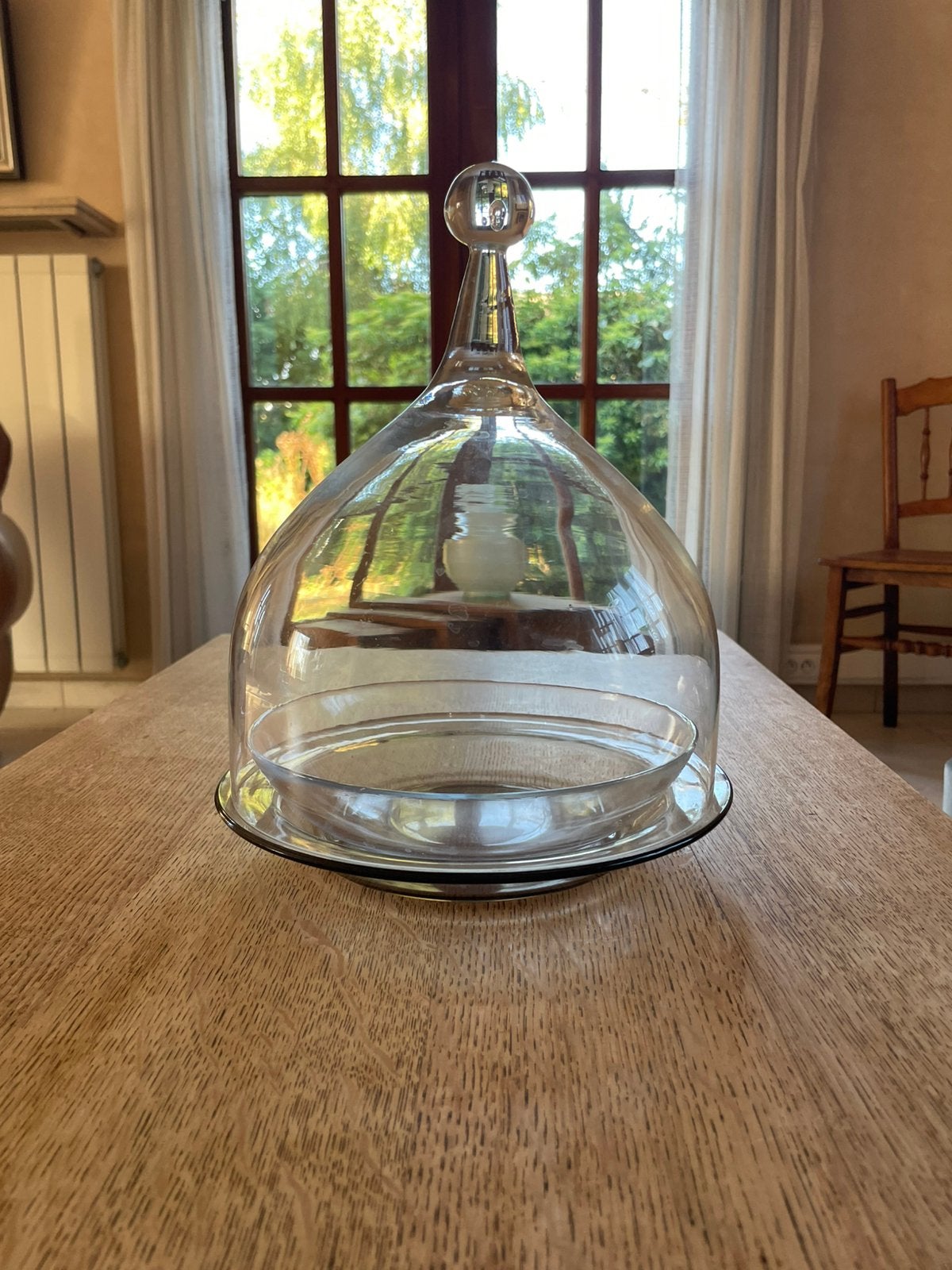 Cloche à fromage vintage en verre 1960 plateau rotatif, Enlèvement ou Envoi, Comme neuf