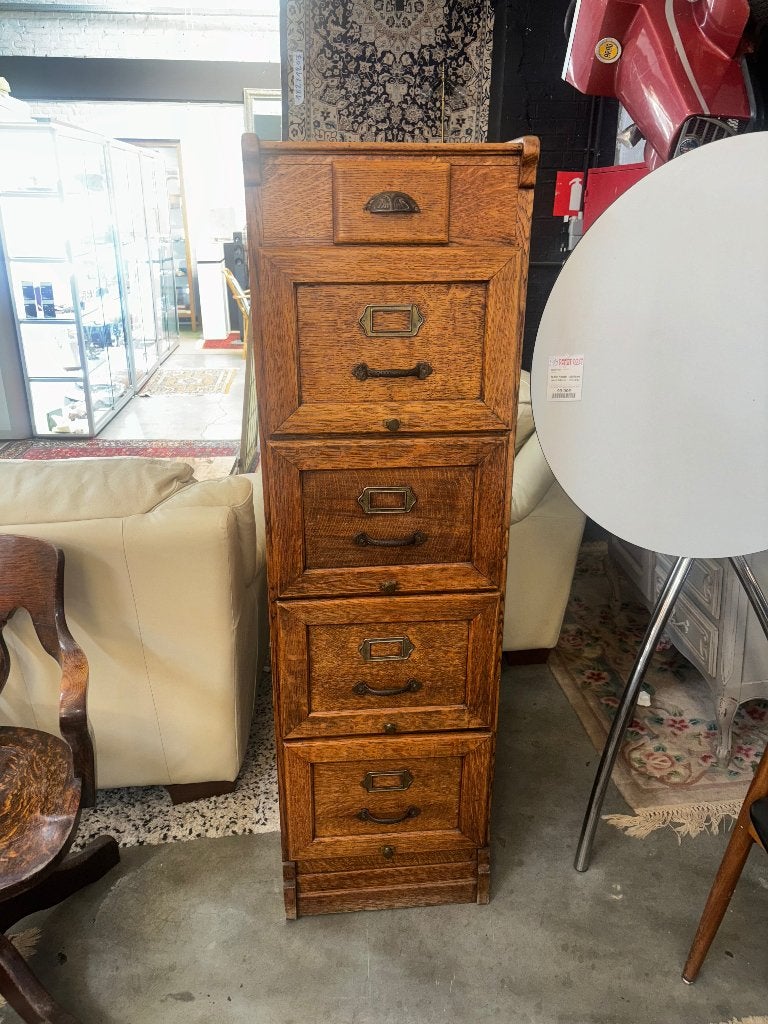 Meuble de classement ancien en bois 5T, Enlèvement ou Envoi