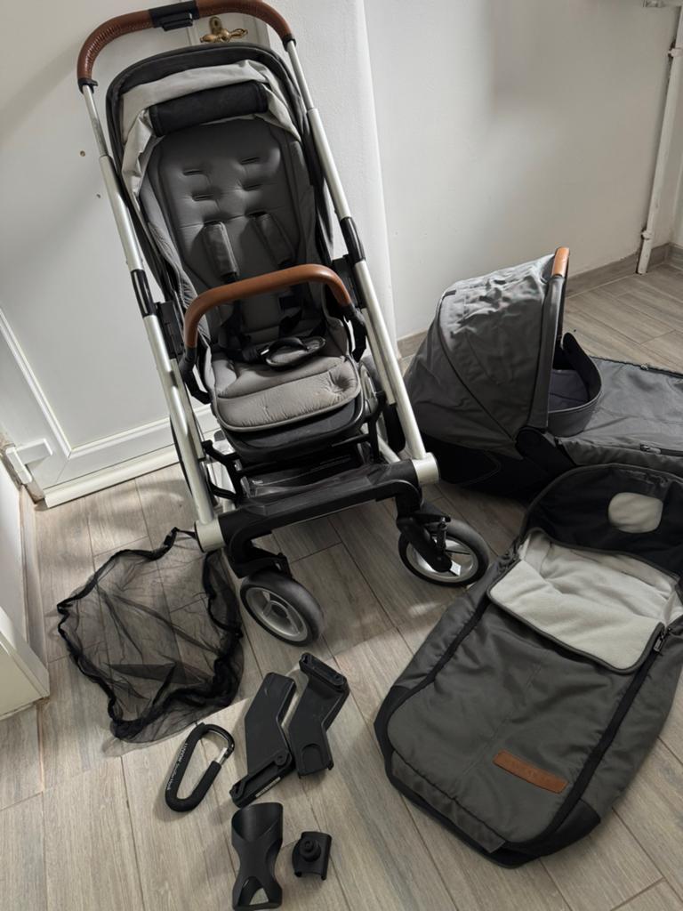 Buggy Mutsy iGo (3-in-1) Grijs/Cognac, Ophalen, Zo goed als nieuw, Mutsy, Verstelbare duwstang