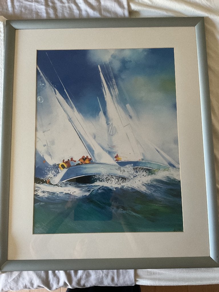 Groot Maritiem Kunstwerk – Max Laigneau "Jeu de voiles", Ophalen, Gesigneerd, Overig onderwerp