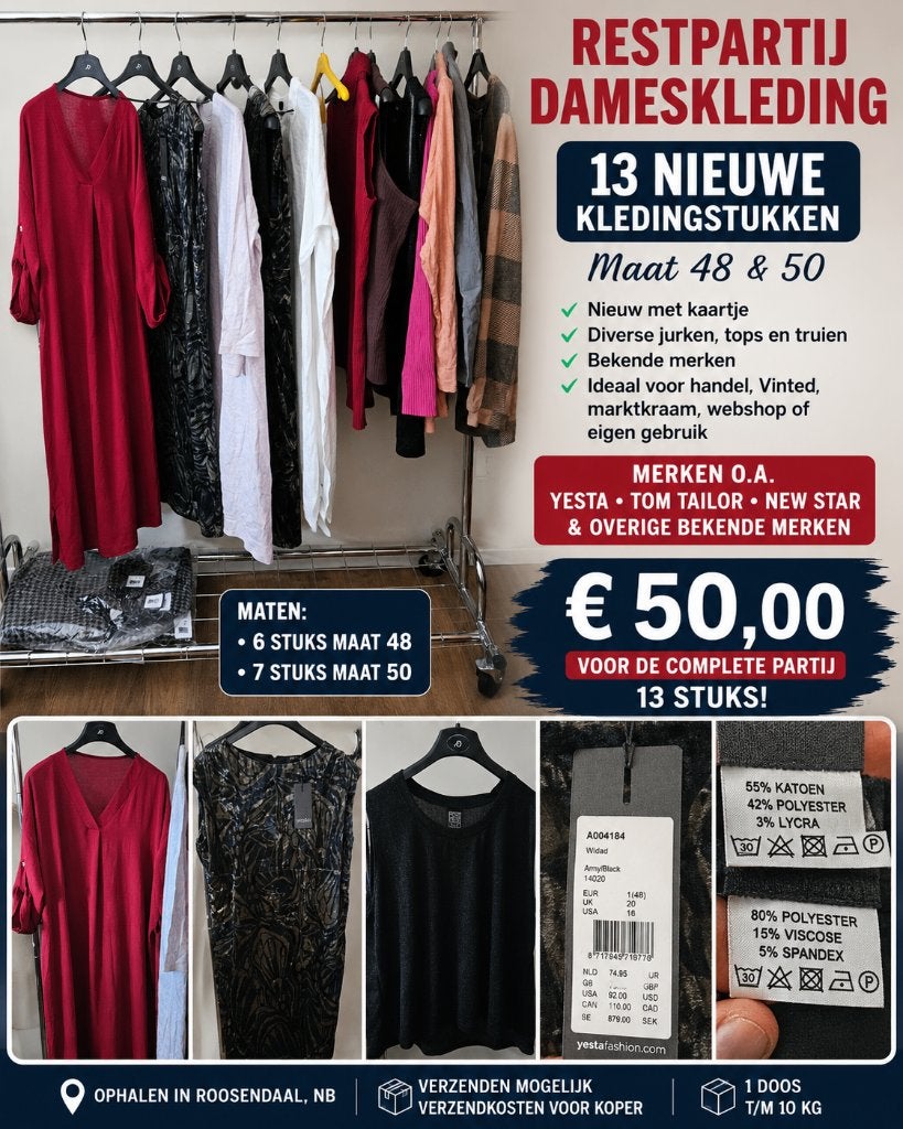 Partij nieuwe Dameskleding, maat 48-50, 13 stuks, Kleding | Dames, Ophalen of Verzenden, Nieuw, Overige typen