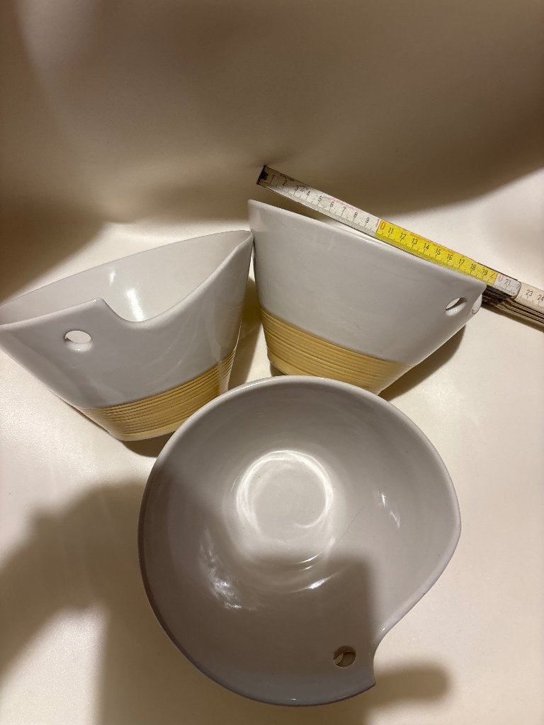 4 Grands bol écrus jaune, Asiatique, Poterie, Comme neuf, Enlèvement