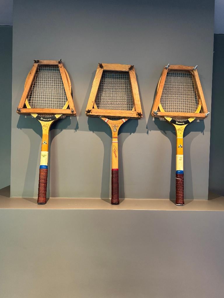3 vintage houten tennisrackets, Vintage, Enlèvement ou Envoi, Bois