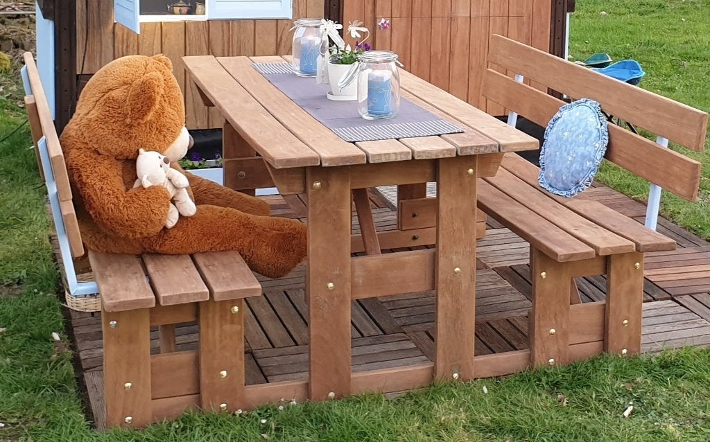 tuinbank met tafel, Tuin en Terras, Ophalen, Hout