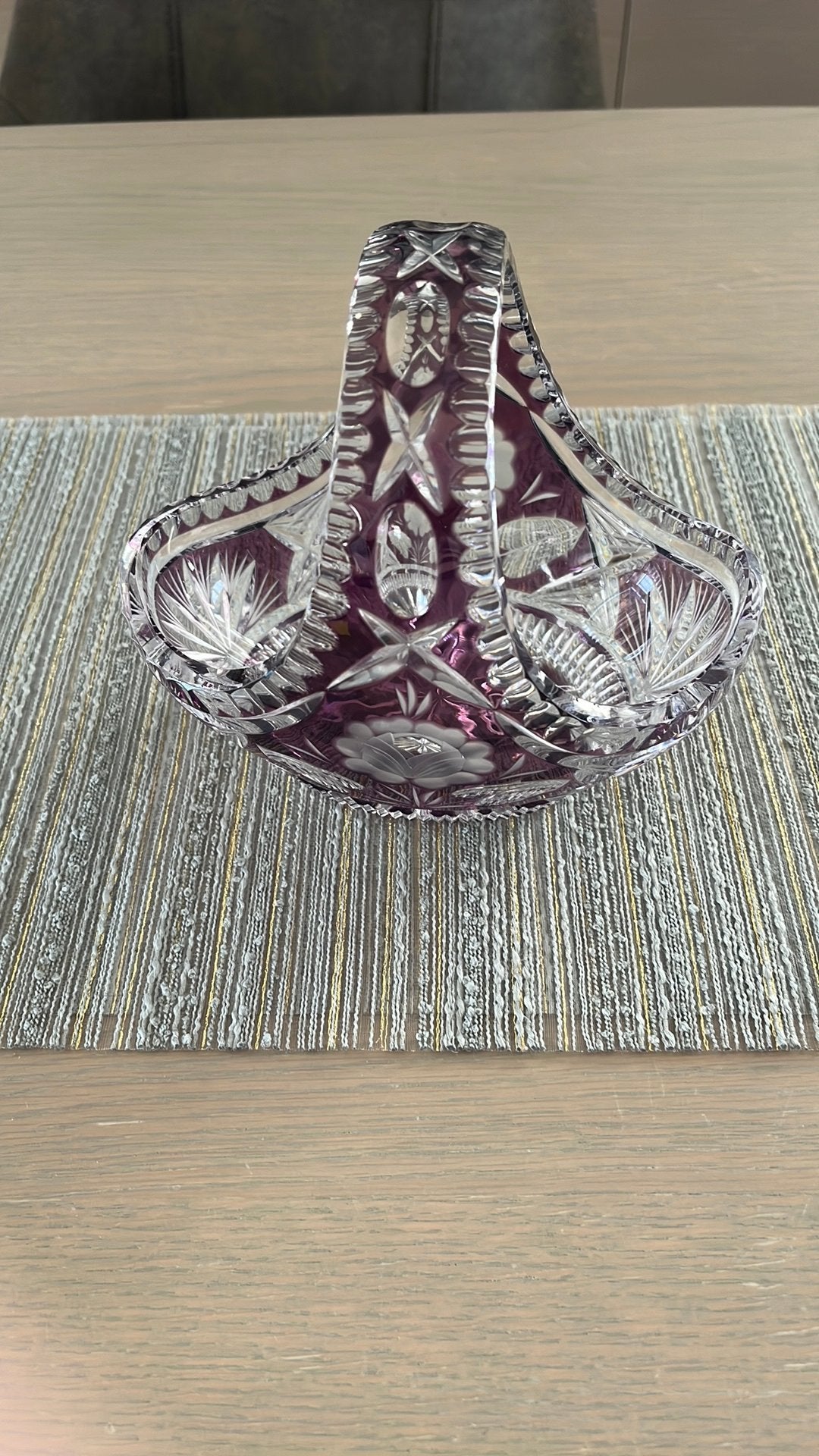 Val st lambert mandje H18 L18 B15 kleur mauve, Ophalen, Overige materialen, Overige typen, Zo goed als nieuw