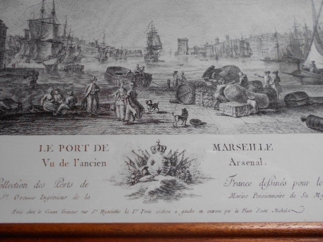 marseille, 2 gravures, ingelijst, Ingelijst, 25 cm, Stadsgezicht, Ophalen of Verzenden