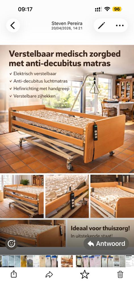 Verstelbaar ziekenhuisbed met alternating matras 350 euro, Enlèvement, Utilisé, Réglable
