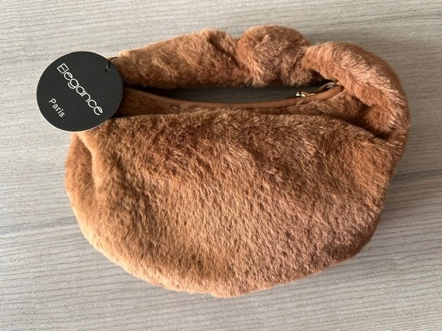 Fluffy handtasje Elegance (nr7838), Ophalen of Verzenden, Nieuw, Bruin, Handtas