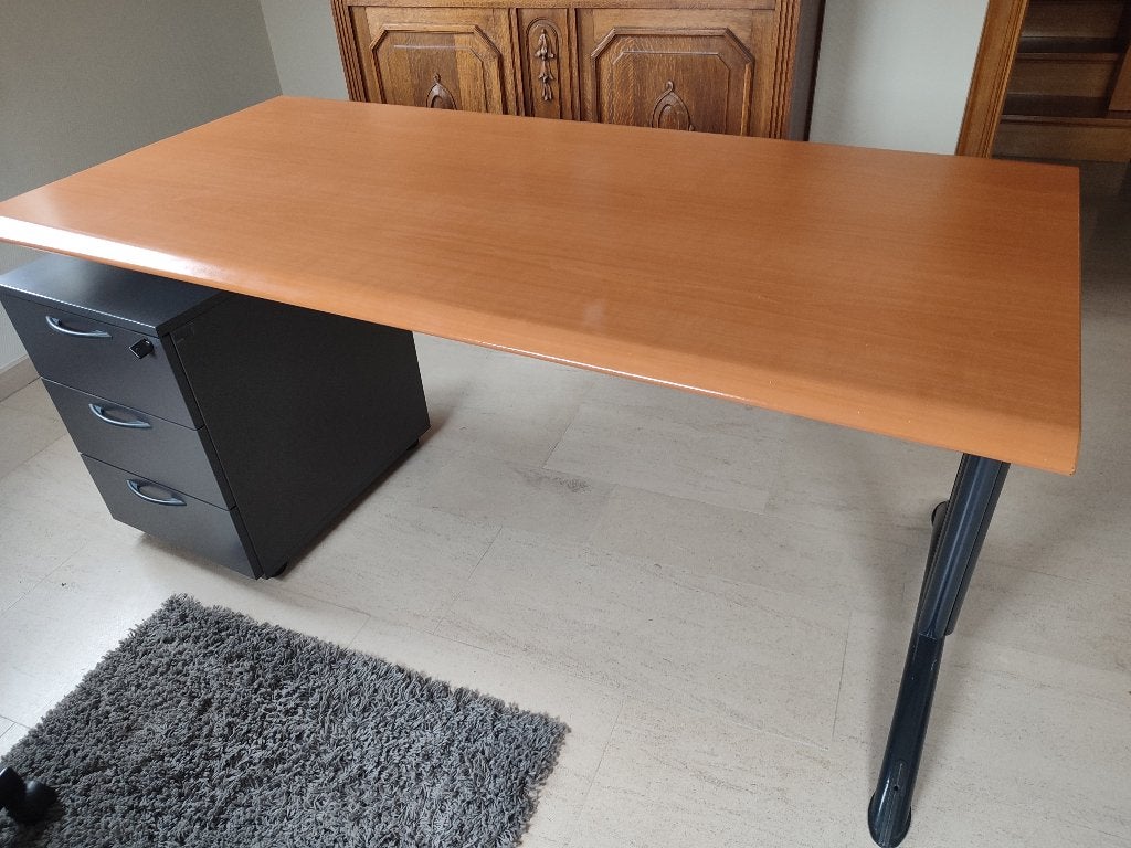 Bureau professionnel 160x80 cm 3 tiroirs, Maison & Meubles, Bureaux, Comme neuf, Bureau d'ordinateur, Classique, Bois, Avec tiroirs