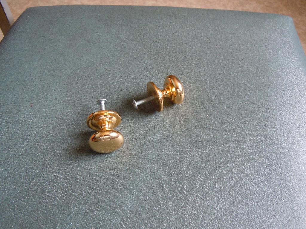 Deurknoppen ( 2 stuks), Doe-het-zelf en Bouw, Hang- en Sluitwerk, Ophalen, Gebruikt, Koper of Messing, Klink of Kruk