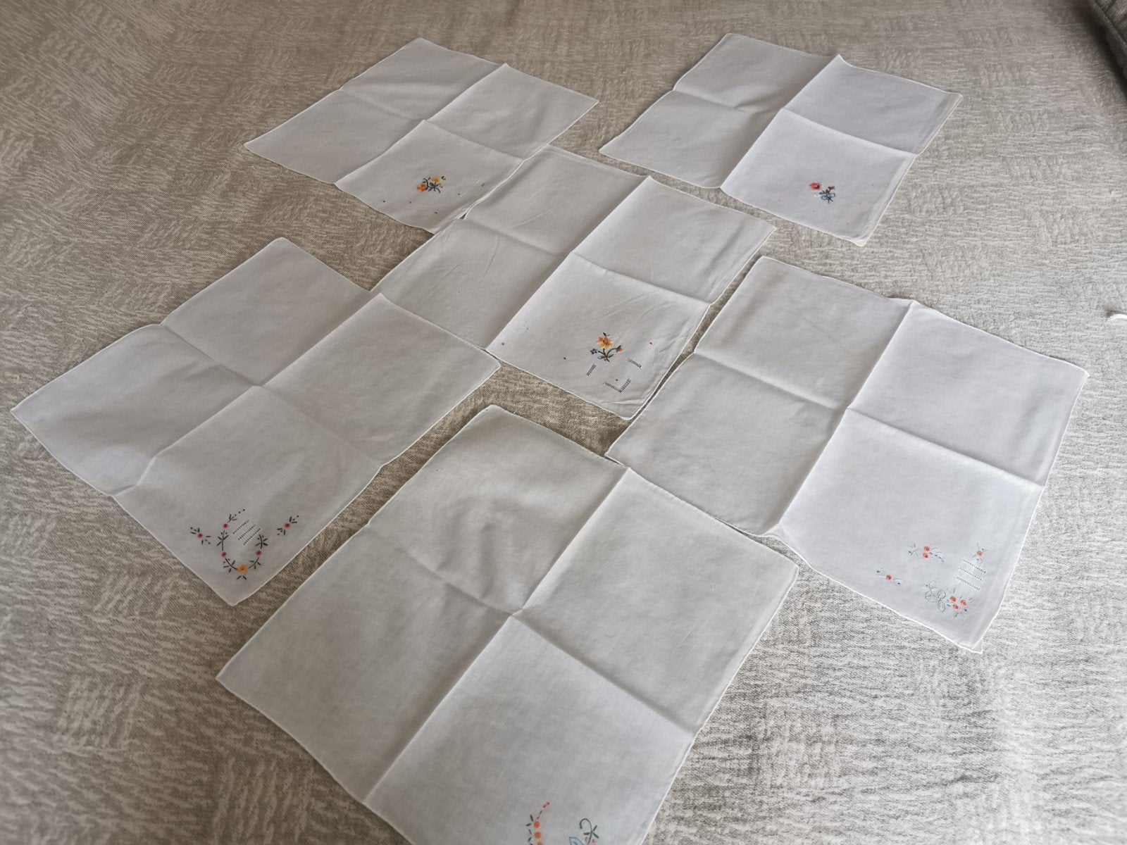 6 Antieke geborduurde servetjes, Ophalen of Verzenden, Dames