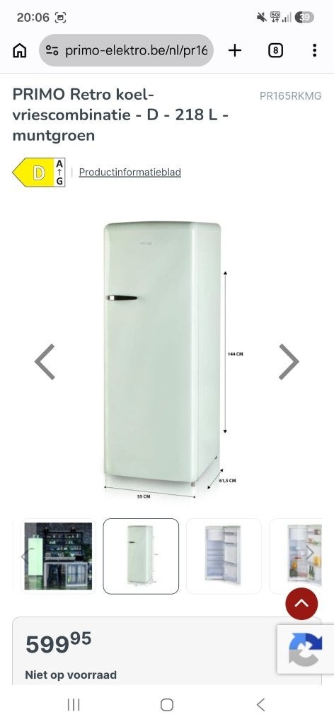 Ijskast, Elektronische apparatuur, Koelkasten en IJskasten, Ophalen, 150 tot 200 liter, Nieuw, 140 tot 160 cm