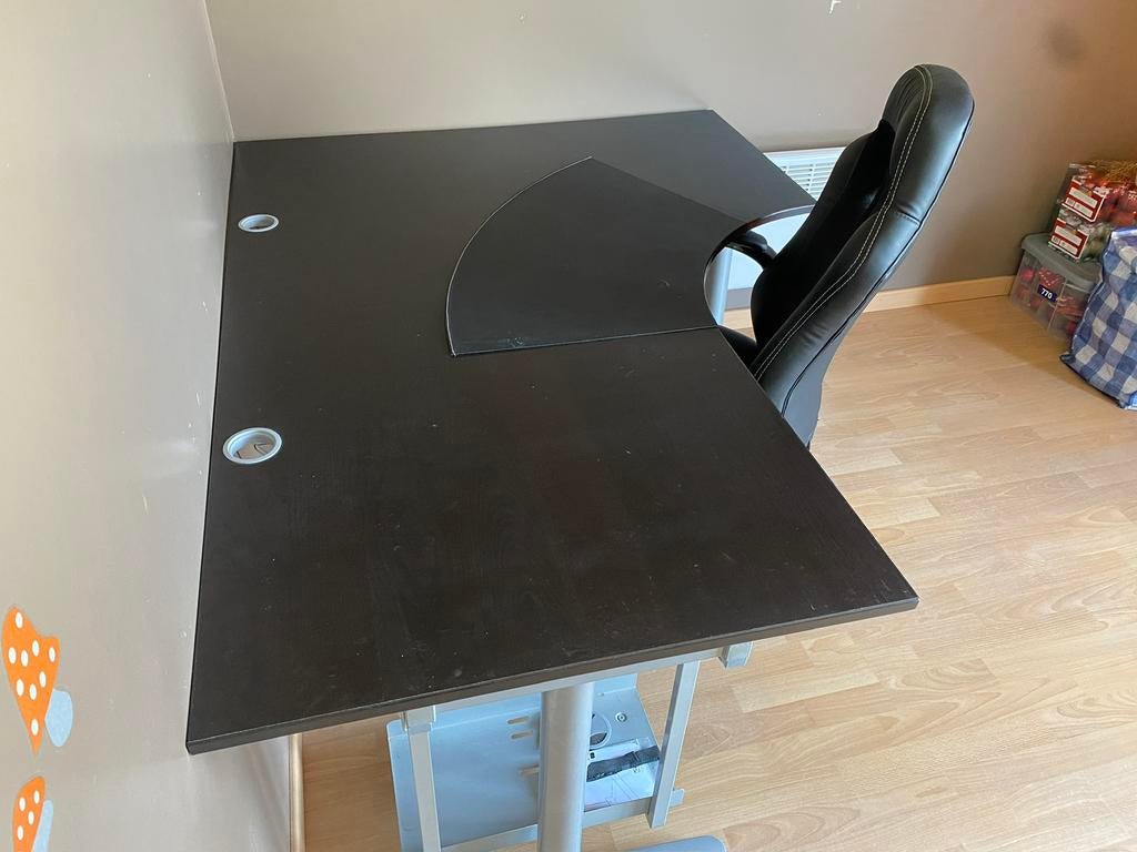 Hoekbureau Galant, Huis en Inrichting, Bureaus, Ophalen, Zwart, 160 cm, Gebruikt