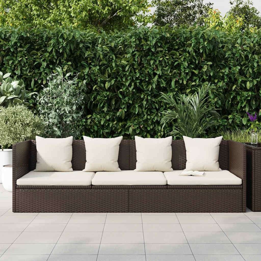 Canapé Lit de jardin avec coussin et oreillers Résine tressé, Ophalen, Nieuw, Rotan
