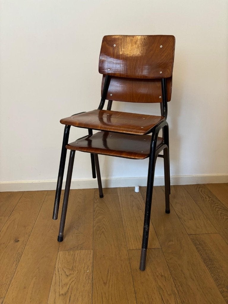 Chaises (6) bois et pieds métal, Maison & Meubles, Brun, Enlèvement, Bois, Cinq, Six Chaises ou plus