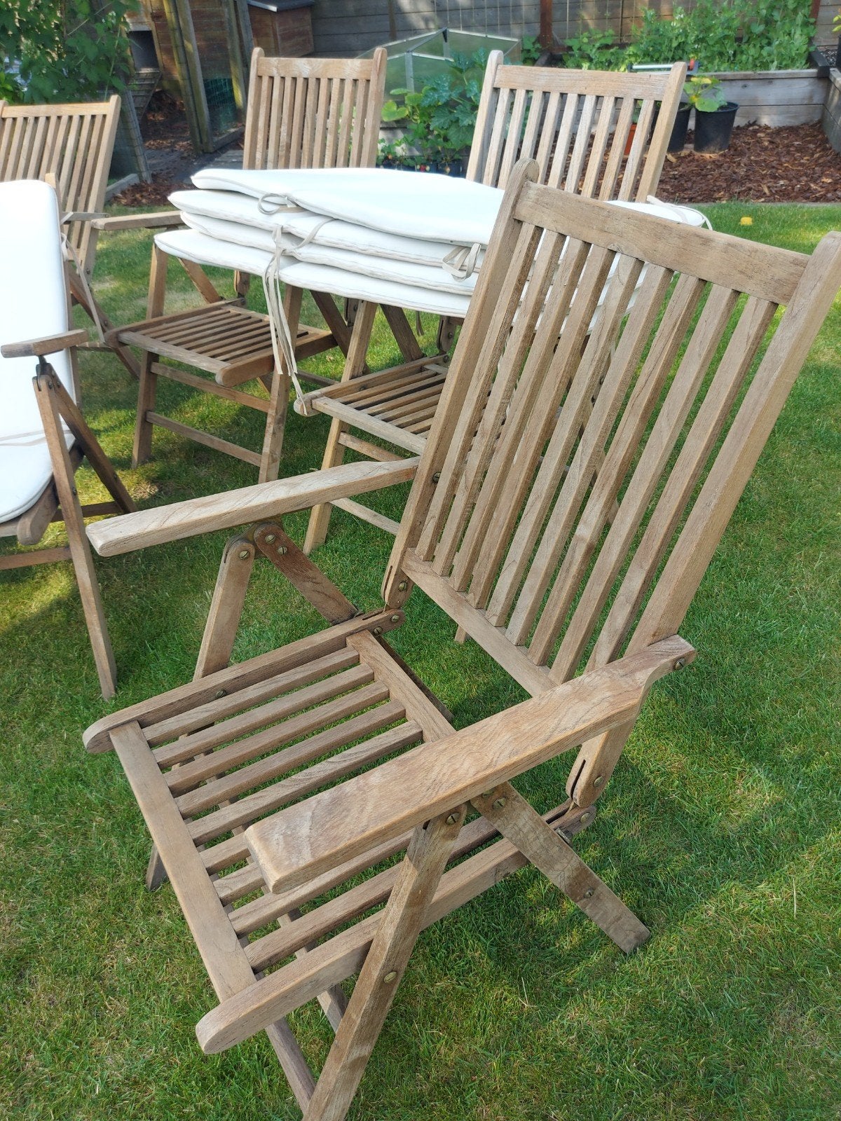 Teak stoelen, Enlèvement, Bois, Ajustable